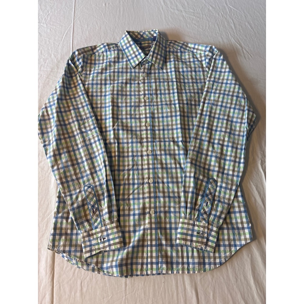 Jeremy Argyle  Button Down Mens Medium Multicolor Gingham  Long‎ Sleeve Check